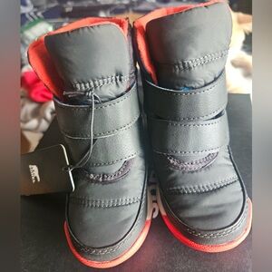 Sorel Kids Black and Red Snow Boots